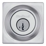 Deadbolt Lock Contemporary Keyed Single Cylinder Satin Chrome Square Kwikset. Fixed Price $46.99.
