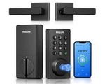Philips Keypad Door Lock With Handle, Built-in Wifi, App, Voice, Fingerprin. Fixed Price $305.98.