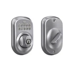 Electronic Keypad Deadbolt Lock Keyless Entry Satin Chrome Schlage BE365 Front. Fixed Price $154.99.
