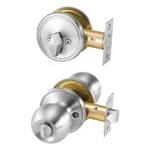 Door Knob And Deadbolt Set, Satin Nickel Entry Single Cylinder. Fixed Price $38.49.