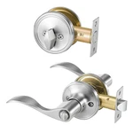 Entry Door Locksets With Deadbolt, 5 Pack Satin Nickel Lever And Single Cy. Fixed Price $129.99.