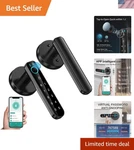 Advanced Fingerprint Door Lock With Passcode & Mechanical Keys - Black Finish. Fixed Price $69.99.