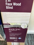 In. Faux Wood Blind 23W 72L, Home Decorators New. Fixed Price $29.99.