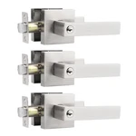 Square Keyed Entry Levers Alike 3 Pack, Brushed Nickel. Fixed Price $78.32.