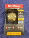 Kwikset Single Cylinder Deadbolt W/ Smartkey & Microban Polished Brass 99800-120. Fixed Price $10.00.