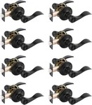 8 Pack Matte Black Privacy Door Levers Reversible Wave Handle Keyless Bed Bath. Fixed Price $121.23.