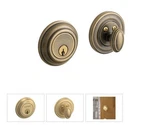 (2) Baldwin 8231050 Estate Satin Brass & Black Deadbolts, Single Cyl Keyed Alike. Fixed Price $139.30.
