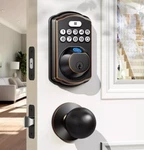 Veise Fingerprint Door Lock With 2 Knobs Keyless Entry Matte Black. Fixed Price $80.00.