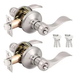 Probrico (2 Wave Style Keyed Alike Entry Levers, Pack, Satin Nickel. Fixed Price $53.56.