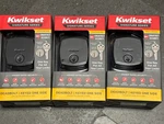 3X Kwikset Midtown Modern Exterior Keyed Front Entry Deadbolt Lock Matte Black. Fixed Price $65.00.