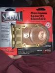 Segal 14326 Maximum Security Slam Lock Single Cylinder. Fixed Price $49.99.