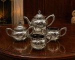 Antique Yale Silver Co 407 1/2 Quadruple Plate 4-PC Victorian Aesthetic Tea Set. Fixed Price $94.99.