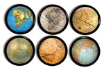 Aged Antique Globe Drawer Pulls Map Atlas Knob Old World Office Cabinet Handles. Fixed Price $35.00.