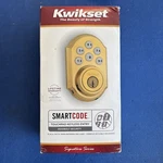 Kwickset #9909-001 Smart Code Door Lock Deadbolt Bright Brass. Fixed Price $95.99.