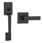 Matte Black Front Door Handle Exterior Set With Reversible Lever, En. Fixed Price $45.91.