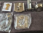 Schlage B60N 619 Camelot Single Cylinder Deadbolt Satin Nickel Open Box. Fixed Price $45.00.