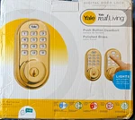 Yale Real Living Electronic & Keypad Deadbolt, Z-wave, Brass YRD210ZW605. Fixed Price $84.95.