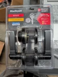 Kwikset Hollis Round Rose Matte Black Handle With Single Cylinder Deadbolt Combo. Fixed Price $49.00.