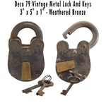 Deco 79 Vintage Metal Lock And Keys, 3" X 5" 1" - Weathered Bronze. Fixed Price $14.18.