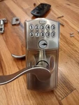Schlage FE595 619 Camelot Keypad Entry Lever Lock Satin Nickel Finish. Fixed Price $53.99.