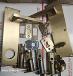Emtek 8114HLOLHUS4 5-1/2" Modern Single Keyed Sideplate Lockset, Satin Brass. Fixed Price $129.00.