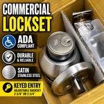 Tell DB2051 Ada Commercial Lockset US32D Satin Stainless Keyed Entry. Fixed Price $24.99.