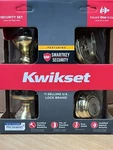 Kwikset Signatures Cameron Polished Brass Smartkey Deadbolt Door Knob Combo Pack. Fixed Price $47.99.