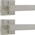 2-PACK Probrico Square Rosette Single Dummy Door Lever Handles Satin Nickel. Fixed Price $22.00.