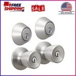 Hyper Tough Keyed Entry Tulip Style Doorknob And Deadbolt Double Combo Pack, Sta. Fixed Price $46.99.