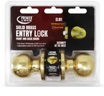 New Premier Lock Solid Brass Keyed Entry Door Knob With 2 KW1 Keys-carded. Fixed Price $29.99.