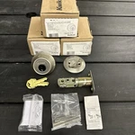 (3) Kwikset Deadbolt Satin Nickel 96600-678. Fixed Price $34.20.
