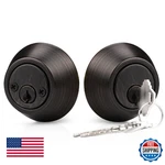 Probrico Oil Rubbed Bronze Round Double Cylinder Deadbolt Lock Keyed Both Sides. Fixed Price $41.71.