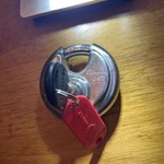 Chateau C-977 Heavy Duty Hardened Stainless Steel Round Disc Lock W/ Key. Fixed Price $14.99.