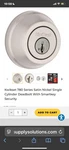 Kwikset Single Deadbolt Satin Nickel 97800-216. Fixed Price $25.00.