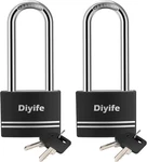 Diyife Padlock With Key, 2 Pack Waterproof Long Shackle. Fixed Price $15.79.