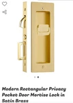 New Emtek 21154 Color Brass Pocket Door Handle 1/4" Finish Satin. Fixed Price $199.99.