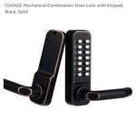 Codace Mechanical Combo Door Lock With Keypad, Black, Gold. New - Never Used.. Fixed Price $49.99.