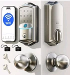 Veise VE027-K Built-in Wifi Smart Lock With Knob, Fingerprint Keyless Entry.... Fixed Price $107.79.