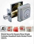 Qty 2- Shield Security Square Rose Single Cylinder Deadbolt Satin Nickel Finish. Fixed Price $14.95.