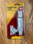 Ace 5414701 Pushbutton Latch, Aluminum, Fits 3/4" 1-1/4" Doors, White. Fixed Price $15.00.