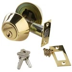 Polished Brass Deadbolt Lock Door Hardware Gold Color Single Cylinder. Fixed Price $8.95.