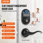 Door Lock With Level Handles, Fingerprint/keypad Code/key, One-time. Fixed Price $81.89.