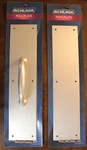 Set Schlage Satin Aluminum Push & Pull Plates With Screws 3.5" Wide X 15" Long. Fixed Price $15.00.