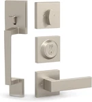 Mega Tobelle Entry Door Handleset Satin Nickel Finish Single Cylinder. Fixed Price $36.99.