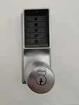 Schlage Mechanical Keypad Door Lock Metal, Satin Silver/black, With Keyless. Fixed Price $29.99.