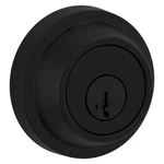 Round Matte Black Single Cylinder Deadbolt Featuring Smartkey Security. Fixed Price $25.96.