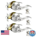 Gobrico 3 Pack Keyed Alike Satin Nickel Wave Door Lever Handles Entry. Fixed Price $88.48.