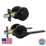 Jesstti Matte Black Keyed Entry Door Handle & Deadbolt Lock Set Combo. Fixed Price $58.28.