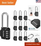10 Pack 2.6 Inch Long Shackle Combination Lock 4 Digit Outdoor Waterproof Pad.... Fixed Price $65.59.