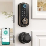 Wifi Smart Door Lock Set Keyless Entry Deadbolt Handle Bronze Accents. Fixed Price $129.00.